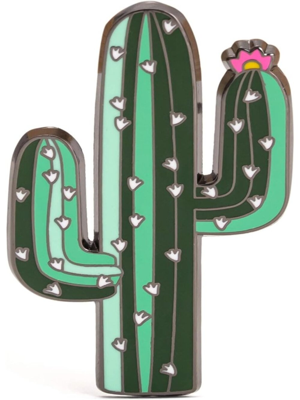 Cactus Cacti Enamel Pin - Double Pins Lapel Badge Cute Brooch for Clothes Bags B